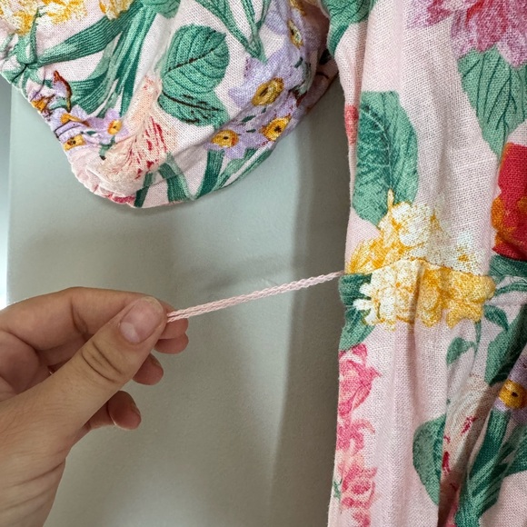 Old Navy Floral Cottagecore Maxi Dress XS Puff Sleeve Boho Tie Waist Coquette - Picture 7 of 8